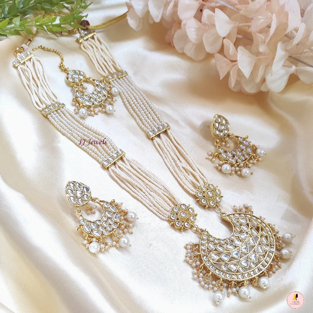 Chand Mala With Kundan & Pearl – White - Firstglam Quick