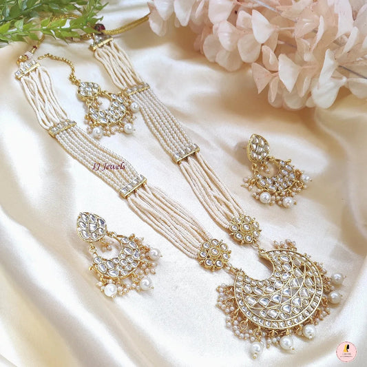 Chand Mala With Kundan & Pearl – White - Firstglam Quick