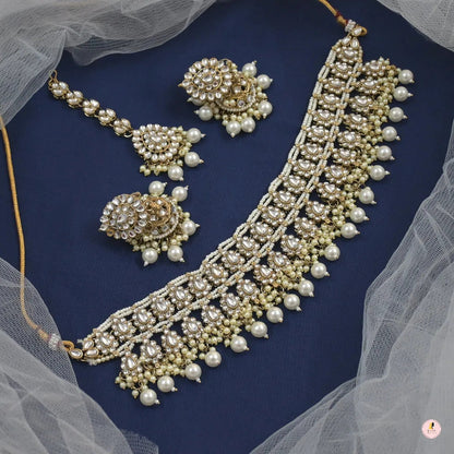 Gurleen Antique Tone Kundan Jewellery Set - Firstglam Quick