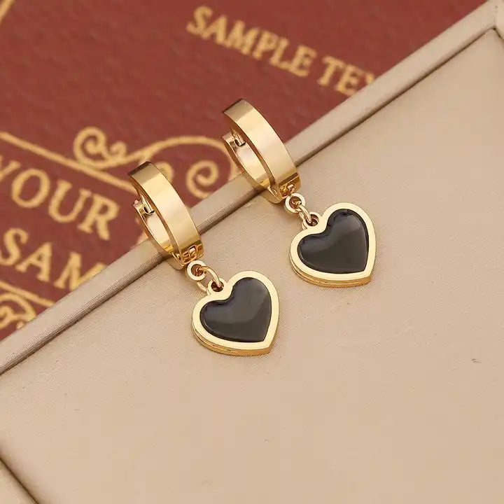 Antitarnish Dual Tone Gold Plated Geometric Heart Drop Earrings - Firstglam Quick