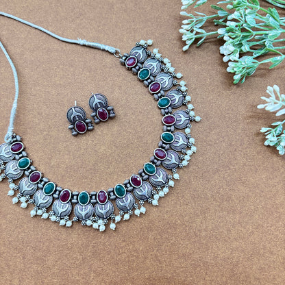 Multicoloured Trendy Oxidised Jewellery Set - Firstglam Quick