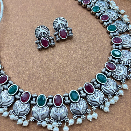 Multicoloured Trendy Oxidised Jewellery Set - Firstglam Quick