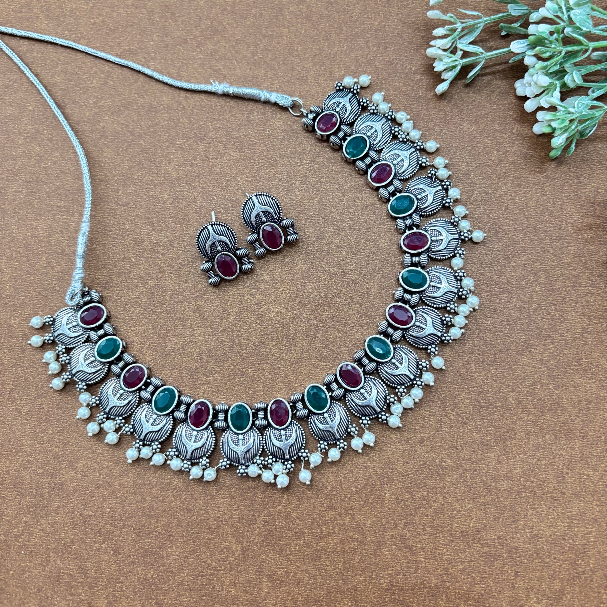 Multicoloured Trendy Oxidised Jewellery Set - Firstglam Quick