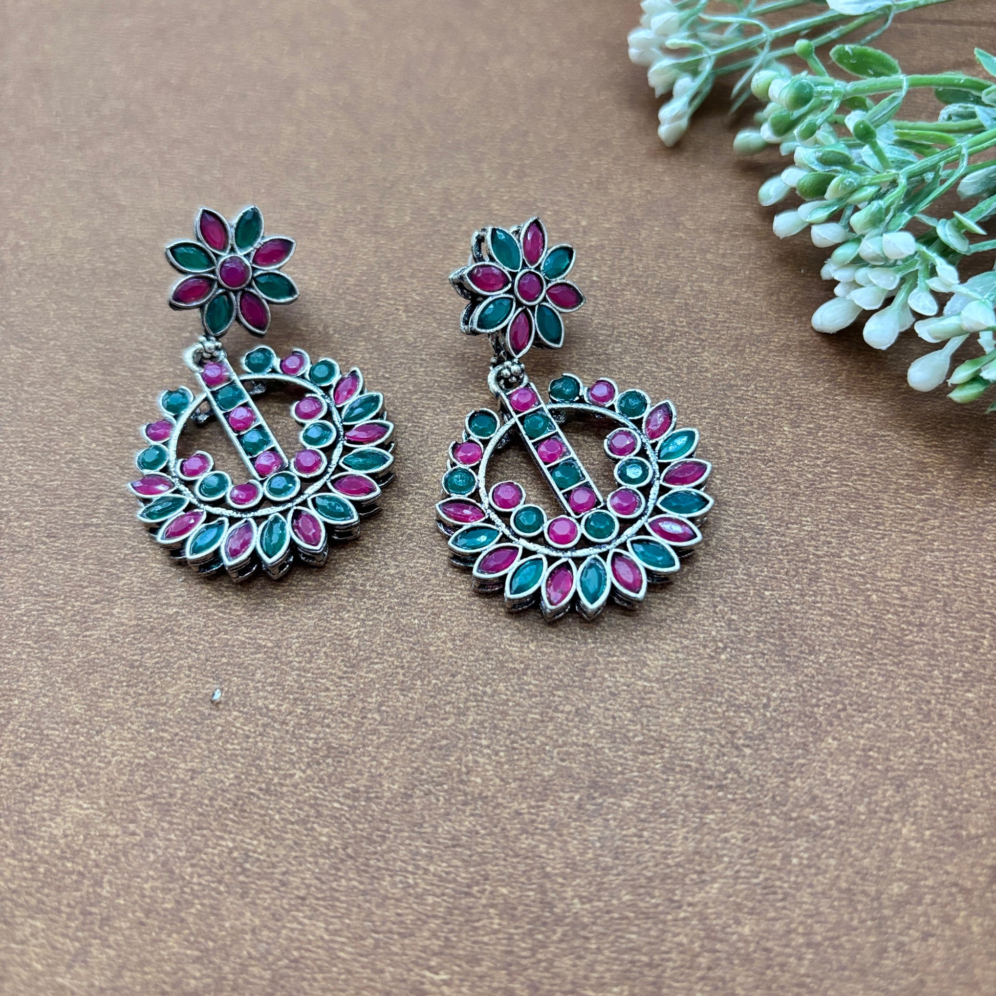 Multicolored Oxidised Drop Earrings - Firstglam Quick