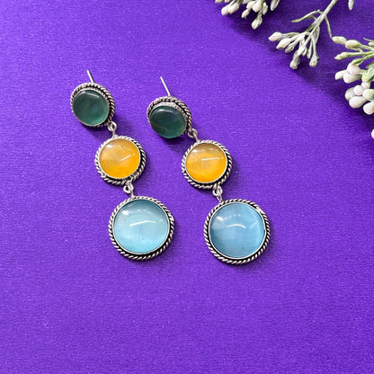 Multicolored Round Style Oxidised Drop Earrings - Firstglam Quick