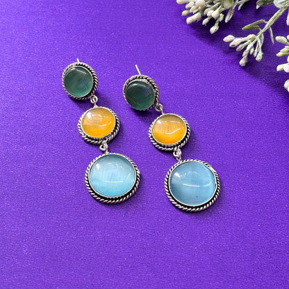 Multicolored Round Style Oxidised Drop Earrings - Firstglam Quick