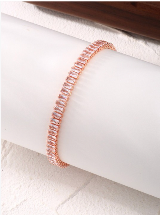 Sleek Rose Gold Diamond Tennis Bracelet - Firstglam Quick