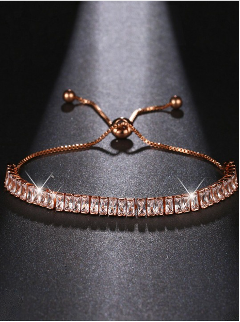 Sleek Rose Gold Diamond Tennis Bracelet - Firstglam Quick