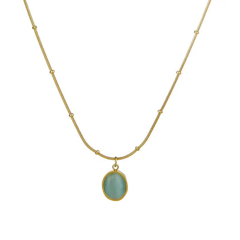 Oval Aquamarine Pendant Necklace - Firstglam Quick