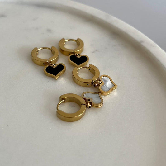 Antitarnish Dual Tone Gold Plated Geometric Heart Drop Earrings - Firstglam Quick