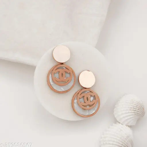 Stylish Rose Gold Drop Earrings - Firstglam Quick